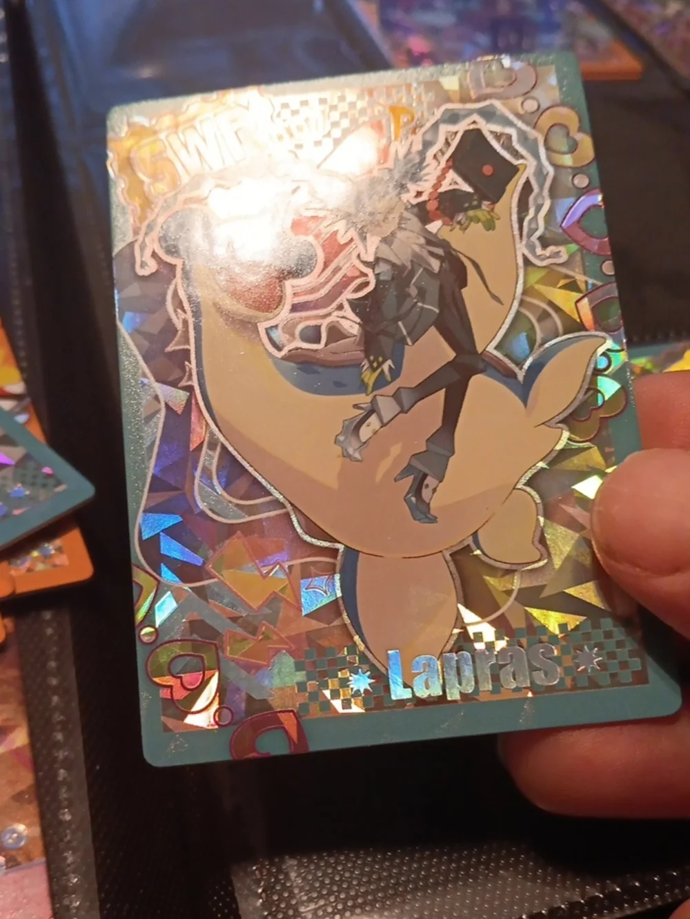 Pokemon Holographic Lapras Card - Teal, Gold, Silver